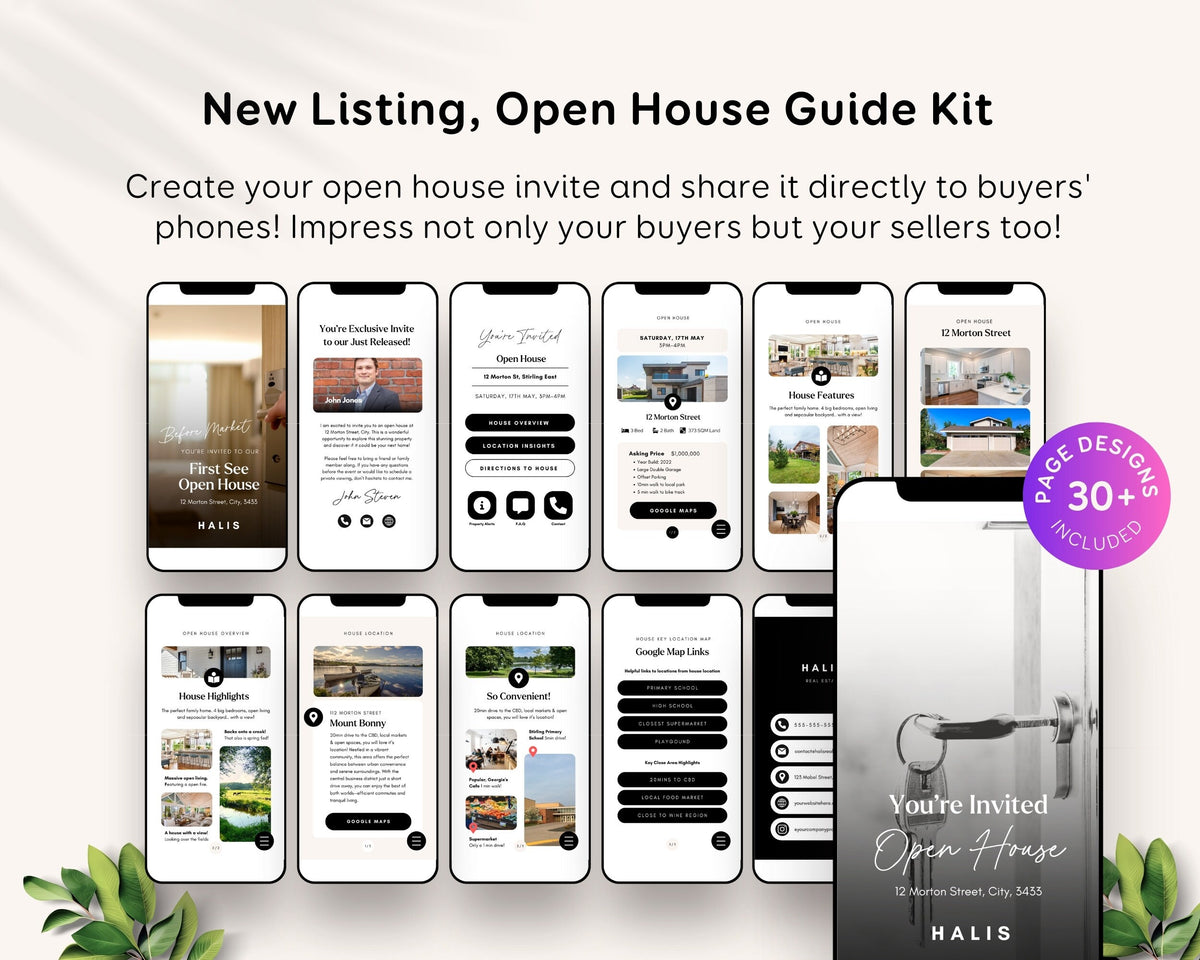 Real Estate Open House Property Listing Invite Template: Editable Digital Guide RE1