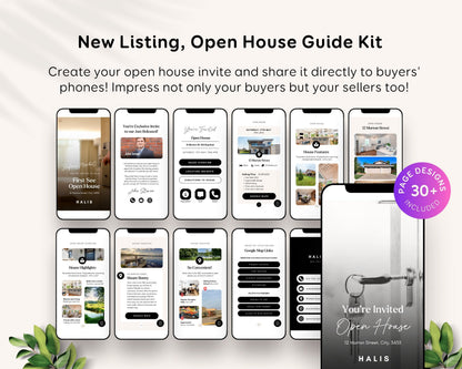 Real Estate Open House Property Listing Invite Template: Editable Digital Guide RE1
