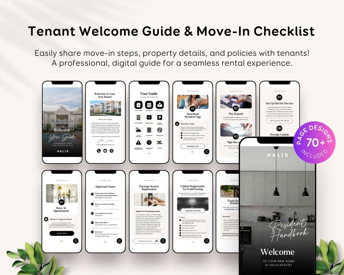 Tenant Welcome Handbook: Editable Move-In Guide for Residents RE1