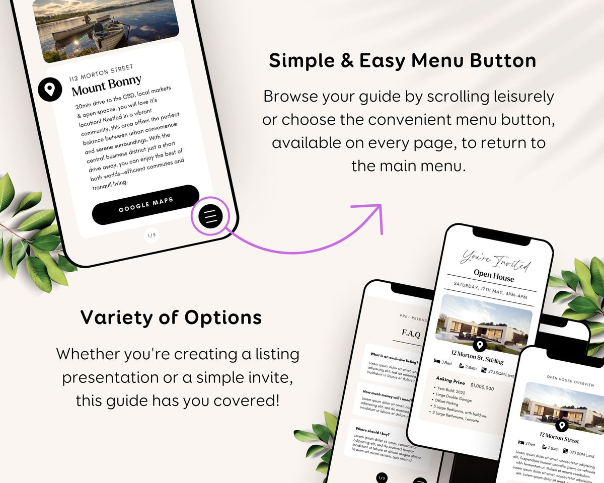 Real Estate Listing Guide: Modern Digital Flyer - Canva Editable Template RE1