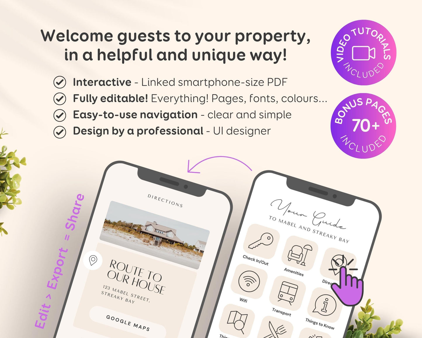 Printable & Digital Airbnb Welcome Book Canva Templates
