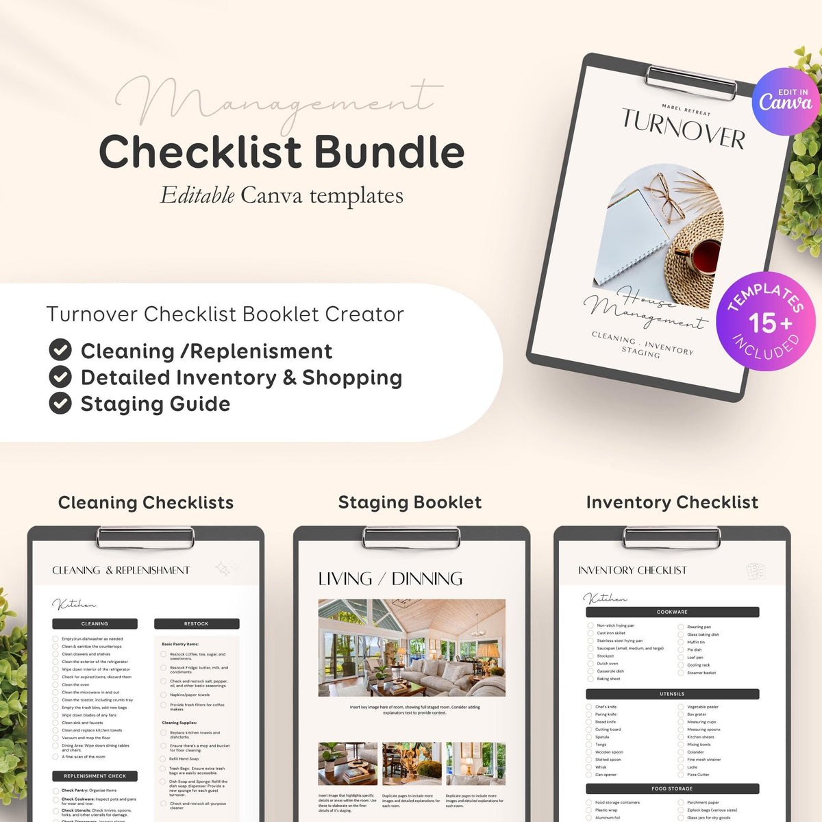 Airbnb Hosting Bundle: Website, Welcome Books, Signs, Checklists, Spreadsheets & Marketing - Editable Canva Templates - EG2