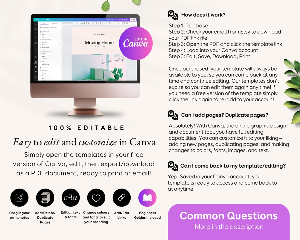 Moving Checklist: Realtor Client Guide (Editable Canva Template) RE1