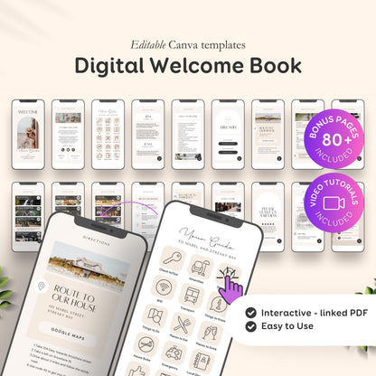 Airbnb Hosting Bundle: Website, Welcome Books, Signs, Checklists, Spreadsheets & Marketing - Editable Canva Templates - EG2