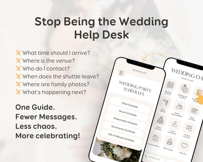 Wedding Day Game Plan | Mobile APP-Like Planner Timeline Template | Itinerary, Day Of Coordinator, Checklists (Digital Download)