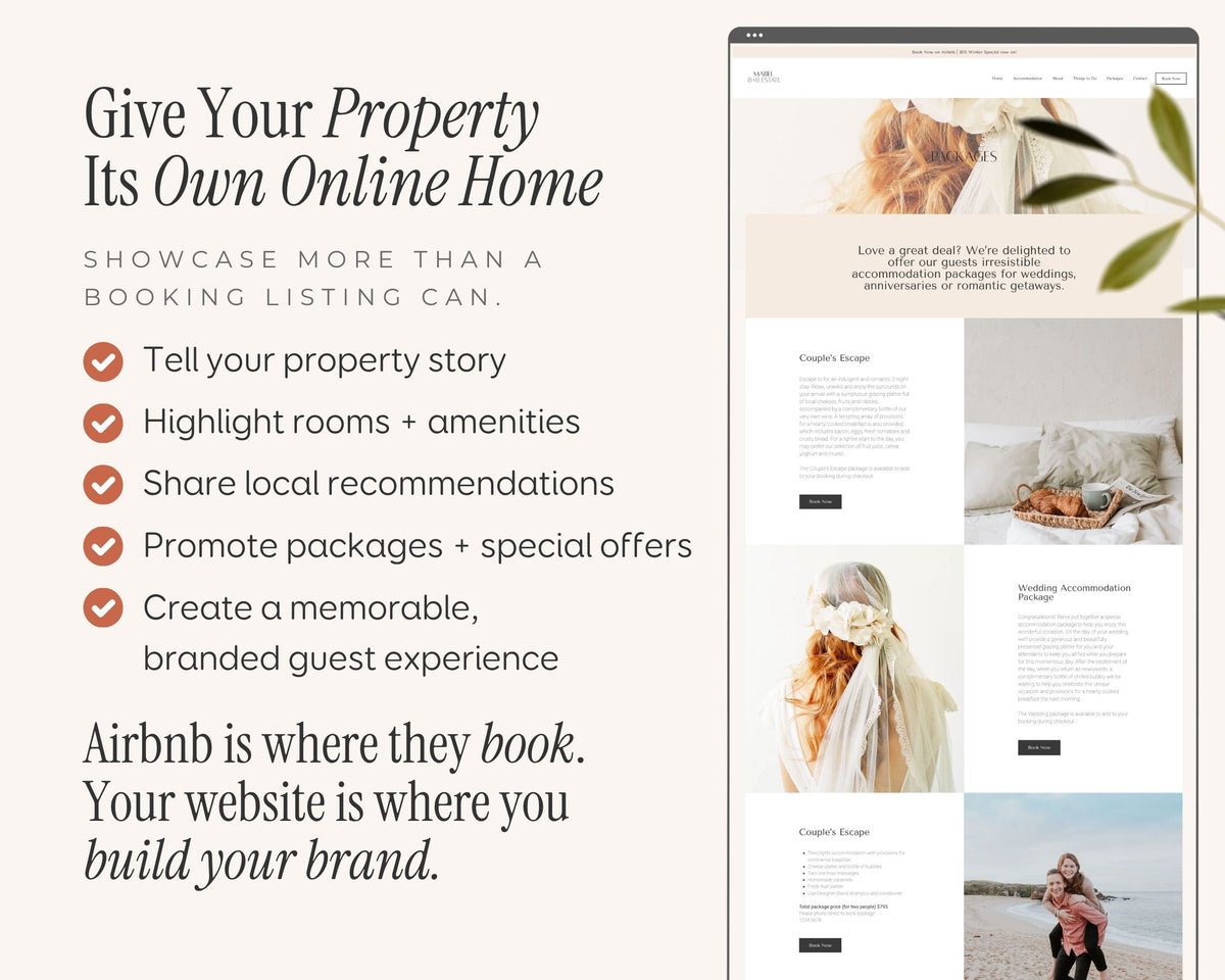 Bed and Breakfast, Vacation Rental Wix Website Theme