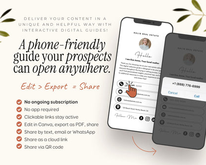 Digital Real Estate Agent Realtor Welcome New Client Guide Templates Canva, About Profile Marketing Digital Bundle Packet, New Buyer Seller