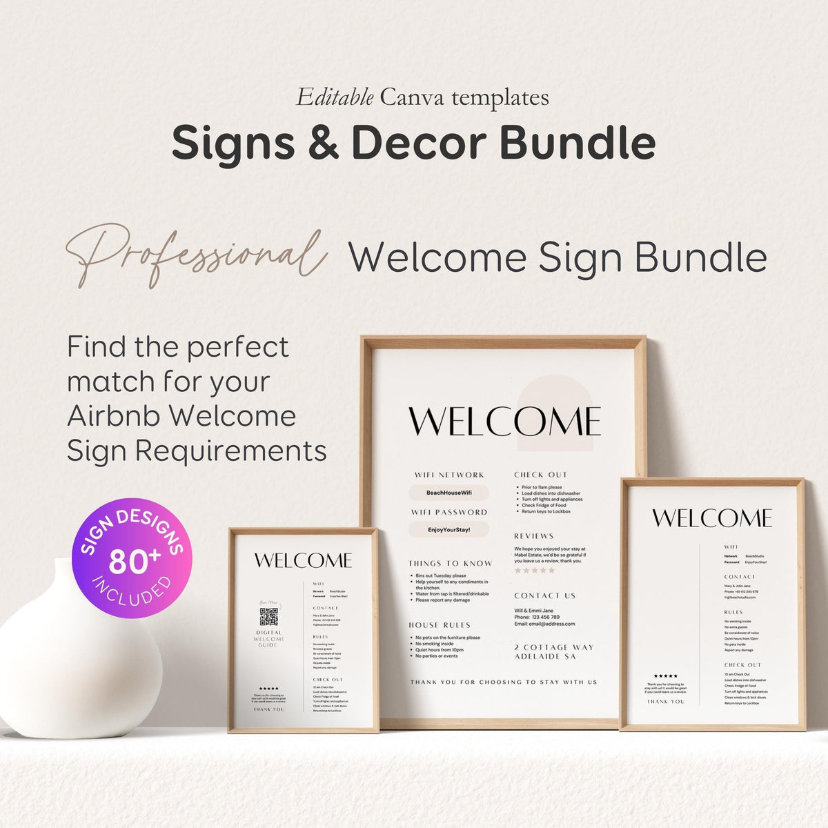 Airbnb Host Template Bundle - House Signs, Welcome Guide Books, Cleaning Checklists & More! EG2