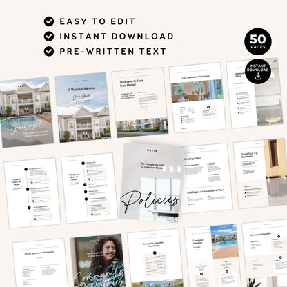 Rental Tenant Handbook Template, Editable Move-In Guide (Printable PDF) RE1