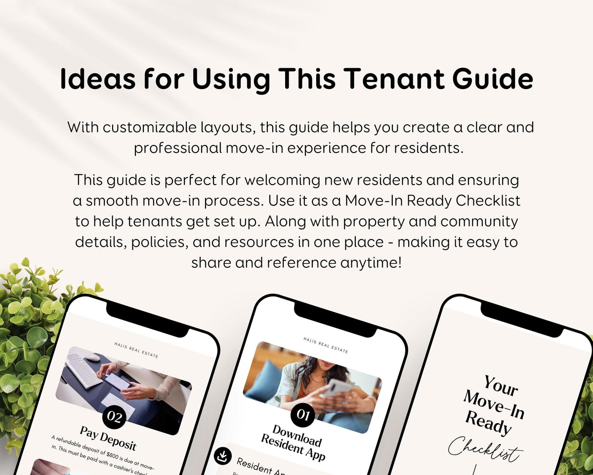 Digital Tenant Rental Handbook and Move-In Manual for Landlords, Property Managers, Real Estate RE1