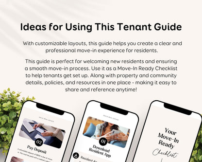 Digital Tenant Rental Handbook and Move-In Manual for Landlords, Property Managers, Real Estate RE1