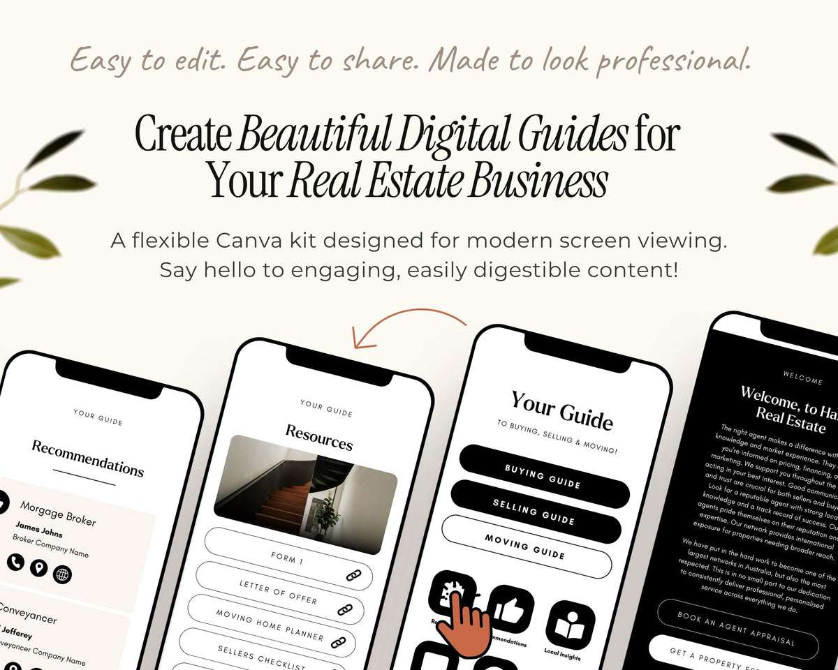 Digital Real Estate Agent Realtor Welcome New Client Guide Templates Canva, About Profile Marketing Digital Bundle Packet, New Buyer Seller