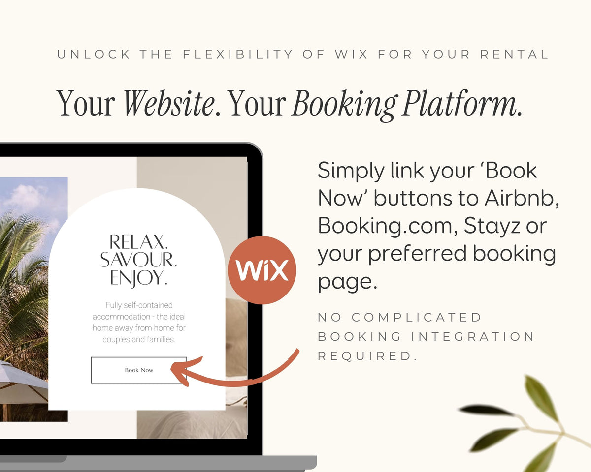 Bed and Breakfast, Vacation Rental Wix Website Theme