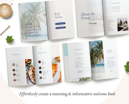 Beach Vacation Rental Welcome Book (Editable Airbnb Guide Template) BC1