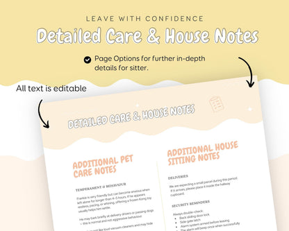 Pet & House Sitting Printable Templates | Editable Dog/Cat Sitter Instructions, One Page Overview Info Sheet, Binder Daily Log Care