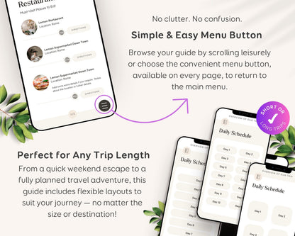 Honeymoon Travel Itinerary Template | Mobile Editable Travel Planner, Trip Itinerary Digital Travel Guide template, Traveling Canva Download