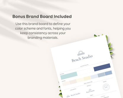 Modern Airbnb Beach House Logo, Airbnb Rental Vacation Rental, Short Term, Holiday Home, Sun, Waves, Surf, Sunshine, Modern, Minimalist BC1