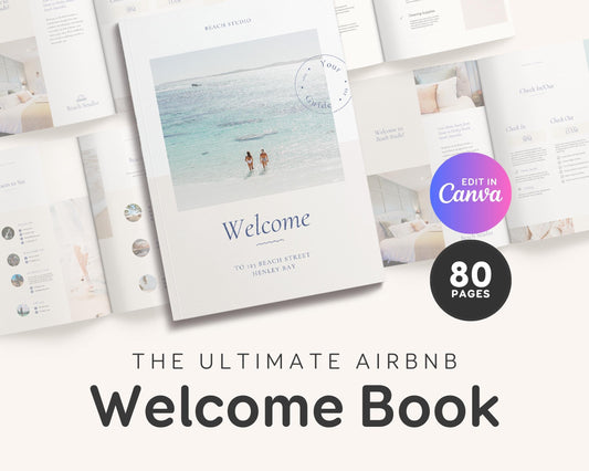 Beach Vacation Rental Welcome Book (Editable Airbnb Guide Template) BC1