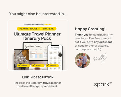 Honeymoon Travel Itinerary Template | Mobile Editable Travel Planner, Trip Itinerary Digital Travel Guide template, Traveling Canva Download