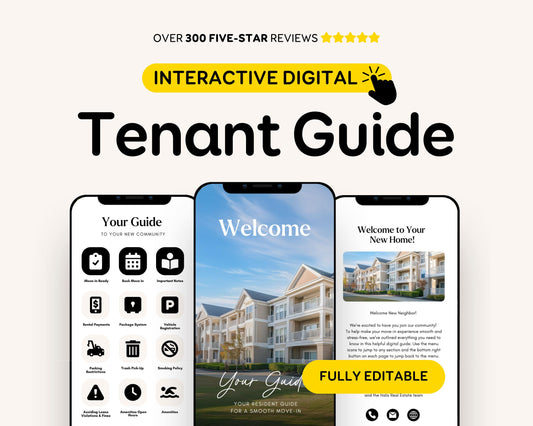 Digital Tenant Rental Handbook and Move-In Manual for Landlords, Property Managers, Real Estate RE1
