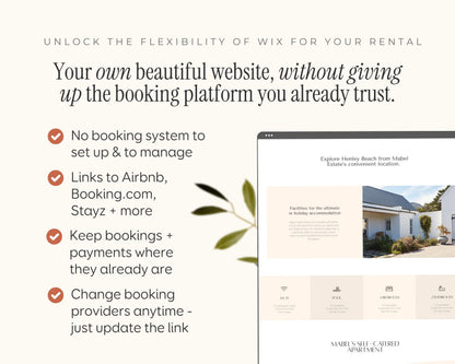 Bed and Breakfast, Vacation Rental Wix Website Theme