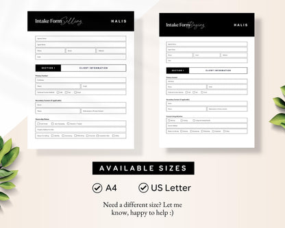 Real Estate Client Intake Forms - Buyer & Seller Editable PDF RE1