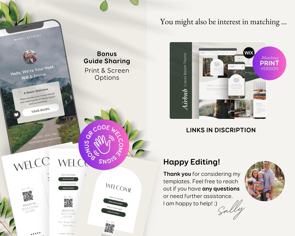 Welcome Book Template: Airbnb Cabin and Lake House Guide (Printable & Digital) EG3