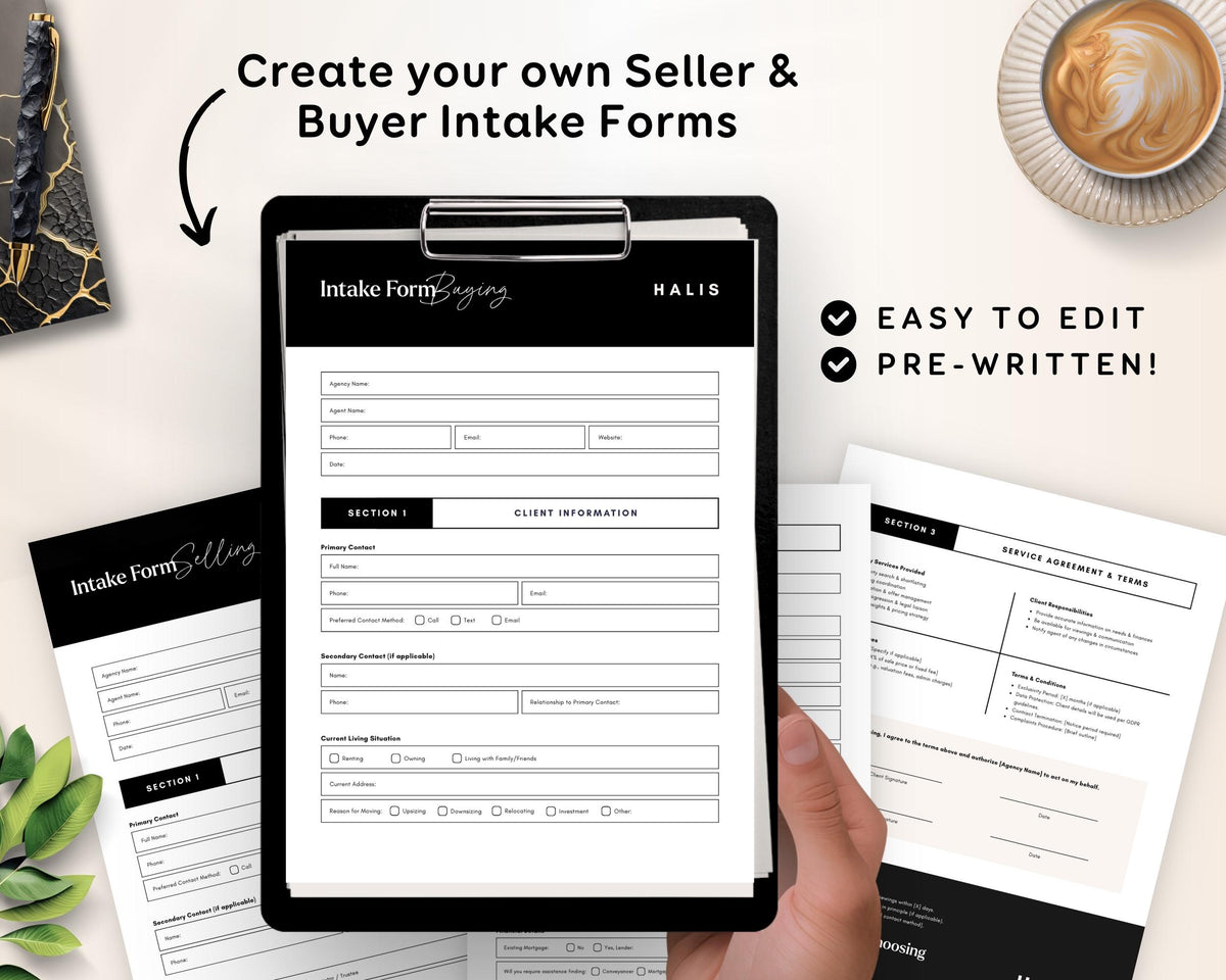 Real Estate Client Intake Forms - Buyer & Seller Editable PDF RE1