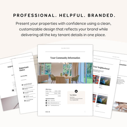 Rental Tenant Handbook Template, Editable Move-In Guide (Printable PDF) RE1