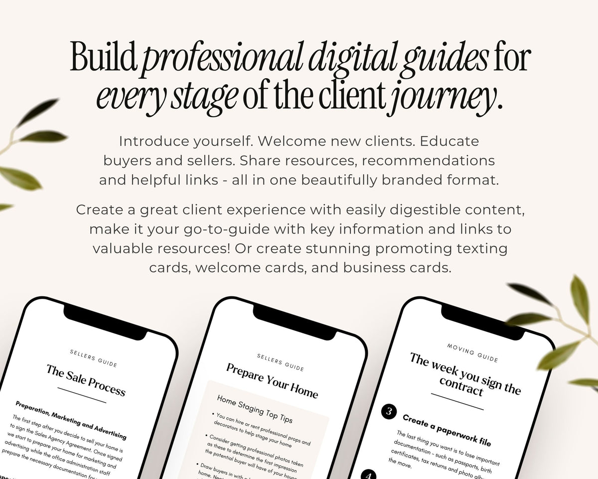 Digital Real Estate Agent Realtor Welcome New Client Guide Templates Canva, About Profile Marketing Digital Bundle Packet, New Buyer Seller