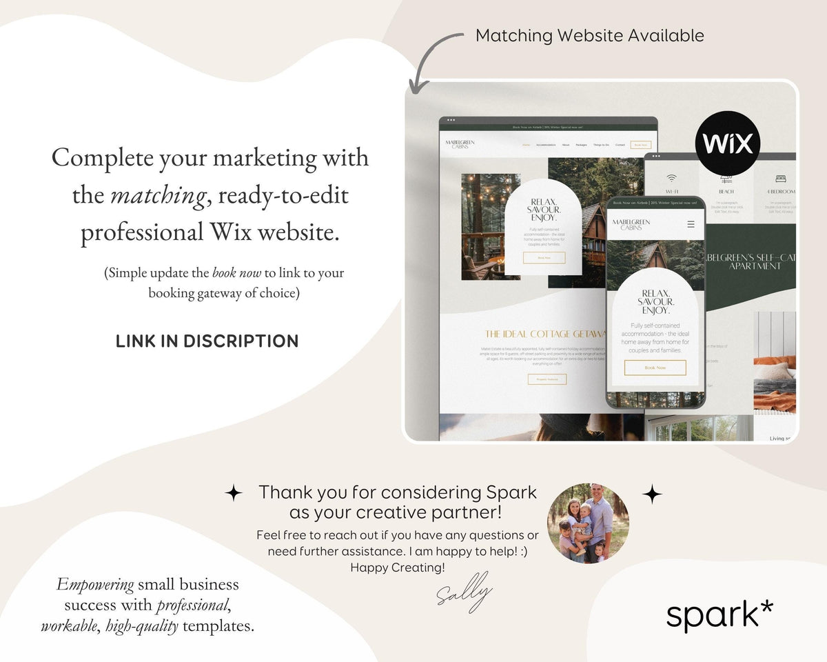 The image is a promotional image for a website called Wix, featuring a collage of different Wix website designs and a person's photo.
