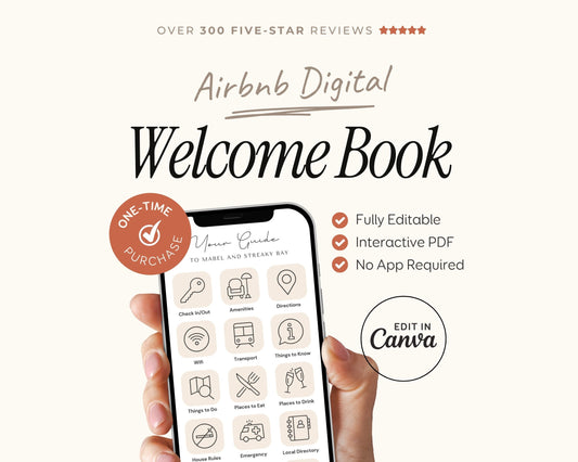 Digital Airbnb Welcome Book Template: Mobile Guest Guide (Canva PDF)