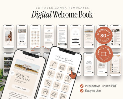 Printable & Digital Airbnb Welcome Book Canva Templates