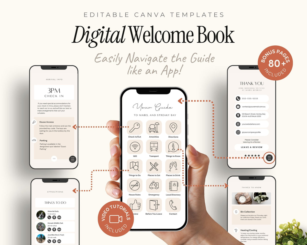 Printable & Digital Airbnb Welcome Book Canva Templates