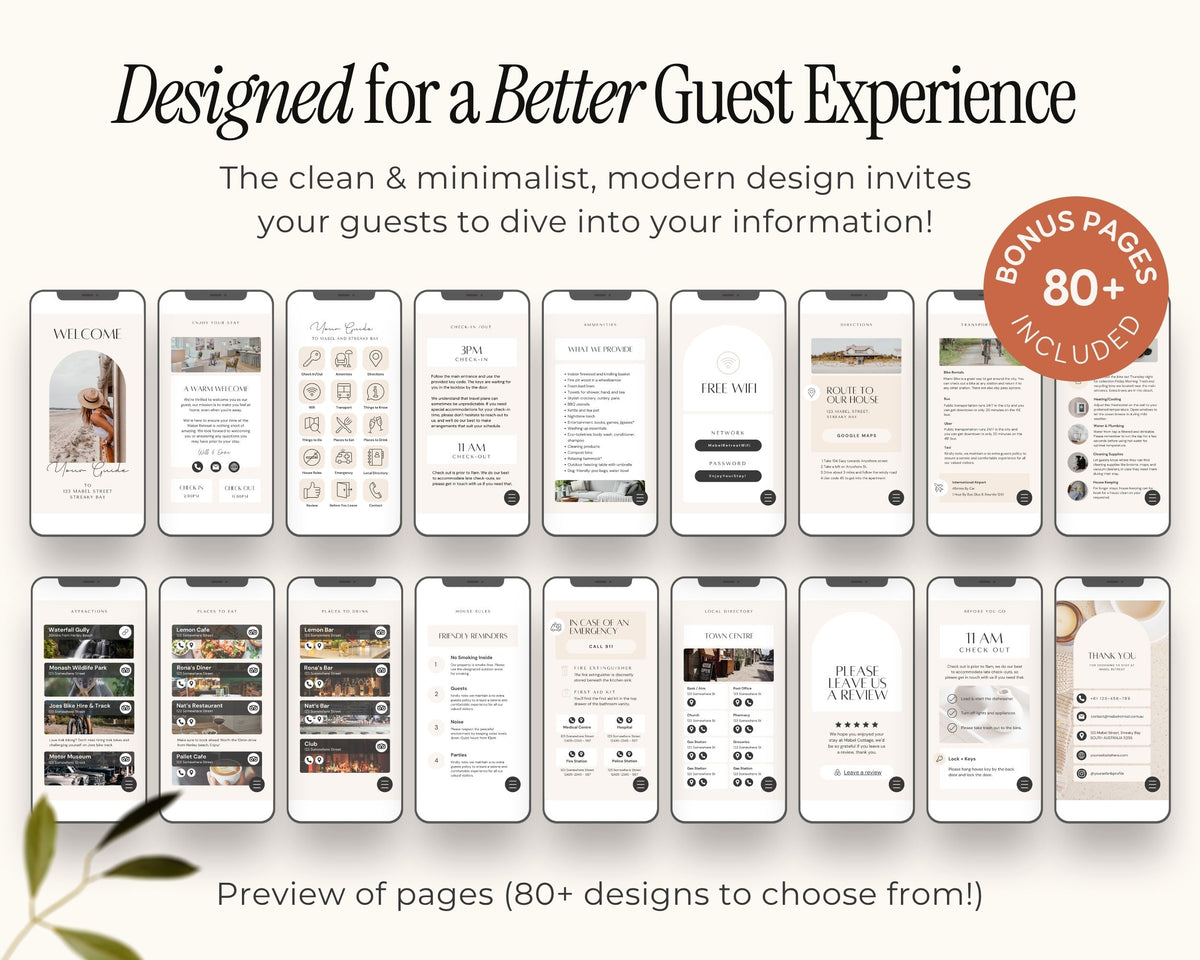Printable & Digital Airbnb Welcome Book Canva Templates