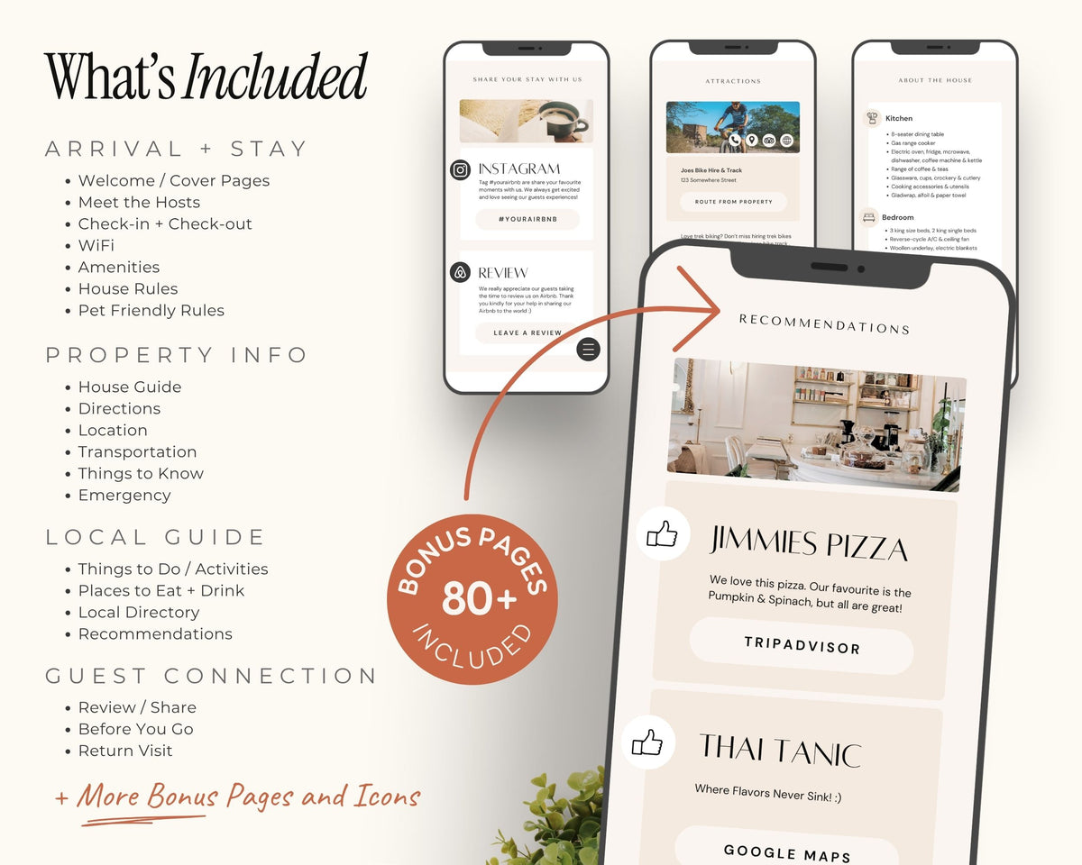 Digital Airbnb Welcome Book Template: Mobile Guest Guide (Canva PDF)