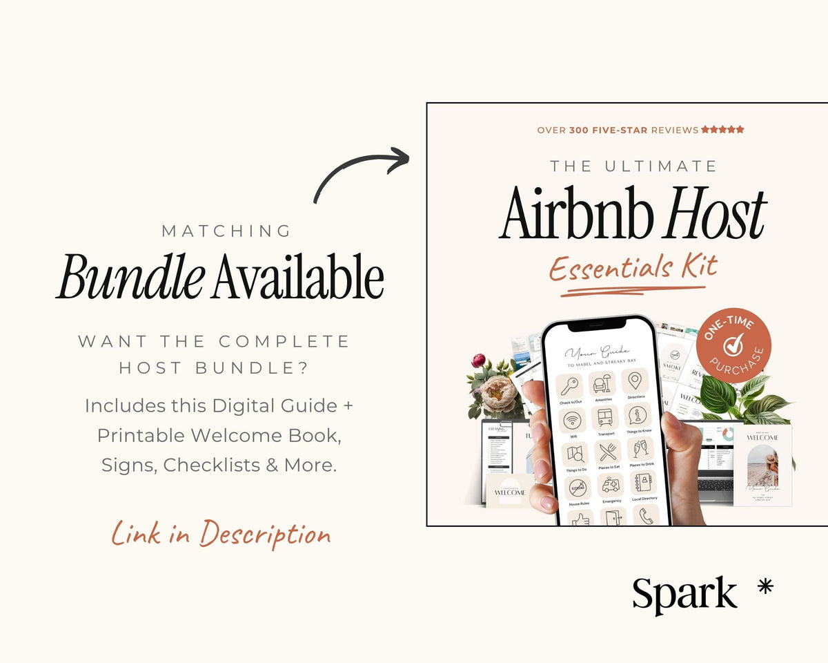 Digital Airbnb Welcome Book Template: Mobile Guest Guide (Canva PDF)