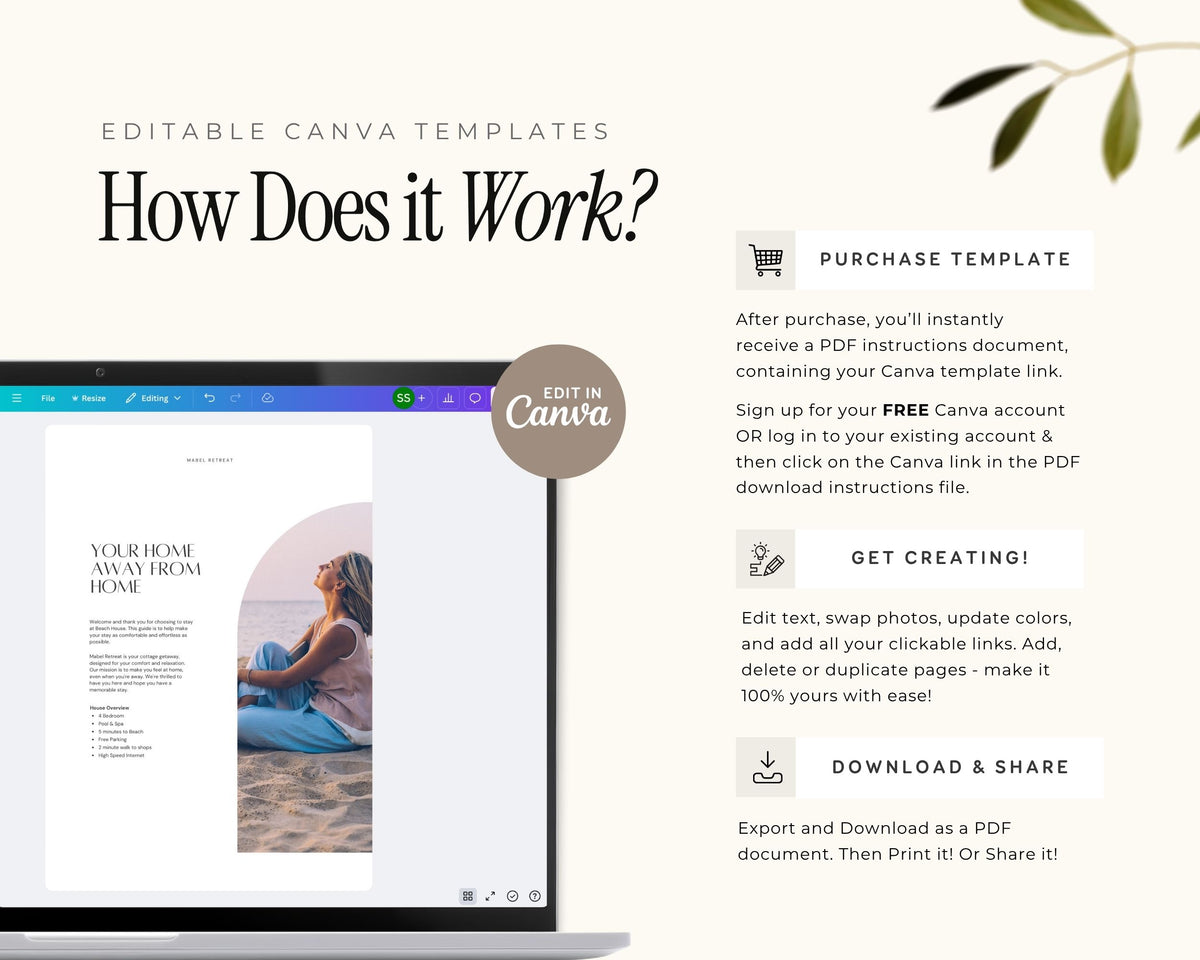 Modern Airbnb Welcome Guide Book Template, Printable