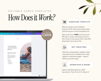 Modern Airbnb Welcome Guide Book Template, Printable