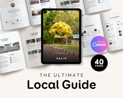 Local Community Guide Template Relocation Guide For Real Estate Realtor Marketing Neighborhood Guide City Guide Locals Newsletter, Canva RE1