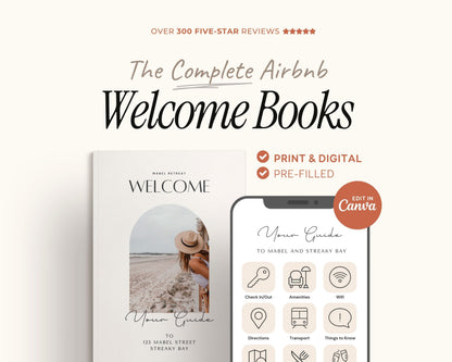 Printable & Digital Airbnb Welcome Book Canva Templates