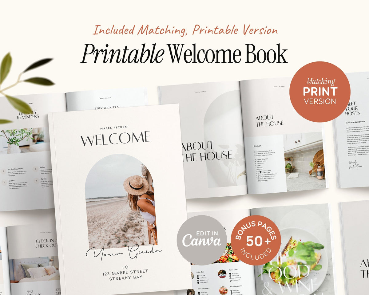 Printable & Digital Airbnb Welcome Book Canva Templates