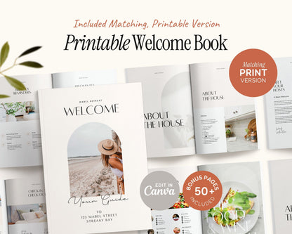 Printable & Digital Airbnb Welcome Book Canva Templates