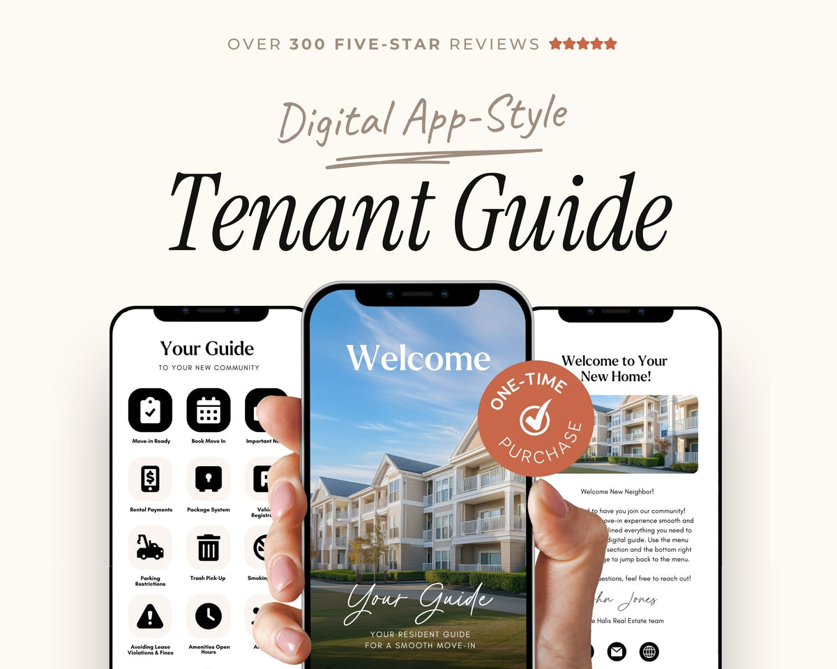 Digital Tenant Rental Handbook and Move-In Manual for Landlords, Property Managers, Real Estate RE1