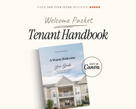 Rental Tenant Handbook Template, Editable Move-In Guide (Printable PDF) RE1