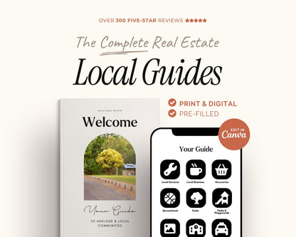 Relocation Local Community Digital & Printable Guide Template for Real Estate Agents, Realtors, City Guide, Cards Download PDF eBook Canva
