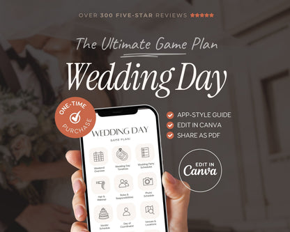 Wedding Day Game Plan | Mobile APP-Like Planner Timeline Template | Itinerary, Day Of Coordinator, Checklists