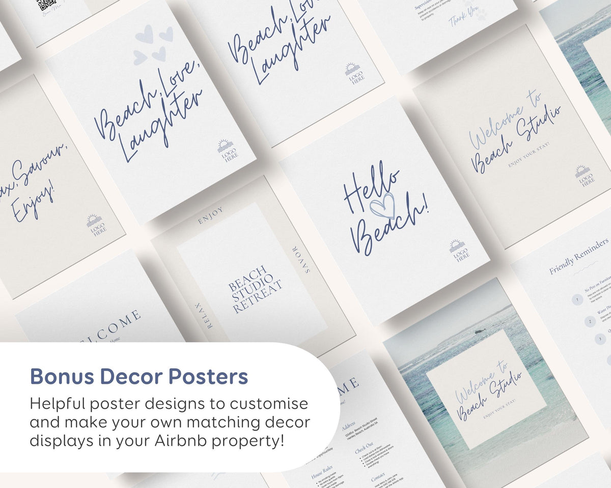 Modern Airbnb Signs | Airbnb Posters, House Signs, Welcome Sign, Welcoming Signs Printable House Rules, Review, WiFi, Canva Templates, BC1