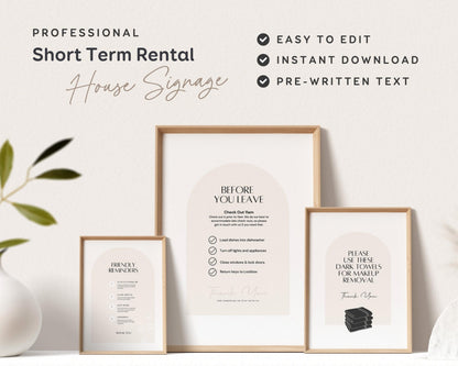 Airbnb Signs Bundle, Canva Edit Welcome Signs Pack, 80+ Templates