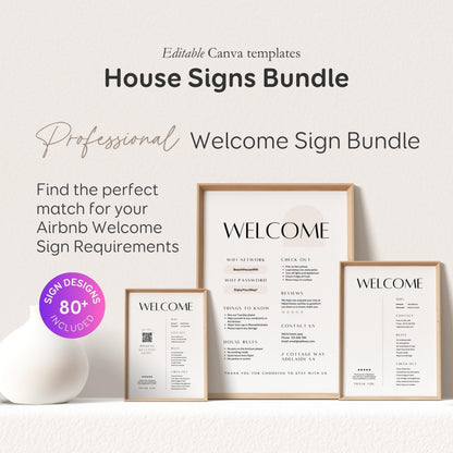 Airbnb Hosting Bundle: Website, Welcome Books, Signs, Checklists, Spreadsheets & Marketing - Editable Canva Templates - EG2